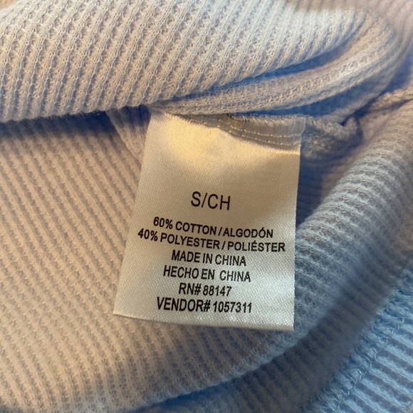 Disney EEYORE Cropped Waffle Tee Long Sleeves Oversized Size Small Baby Blue - Picture 5 of 10